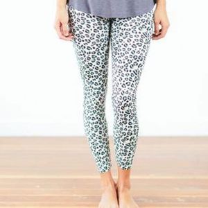 Ooh La Leggings Green Leopard One Size Super Soft